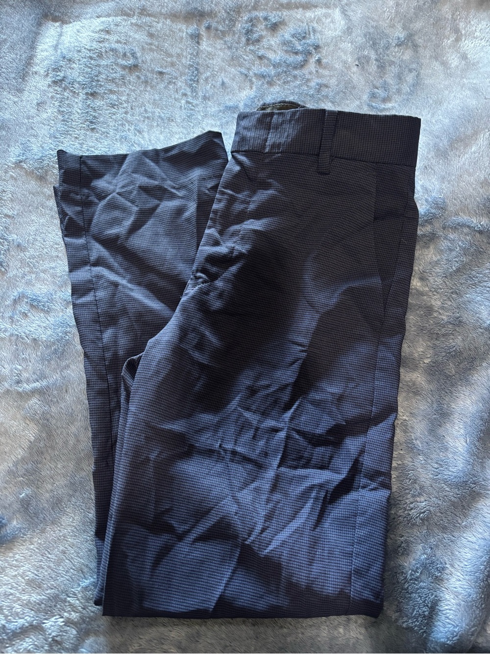 Calvin Klein Navy Micro-Check Dress Pants for Kids